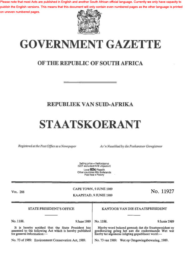 Environment Conservation Act 1989 Cover